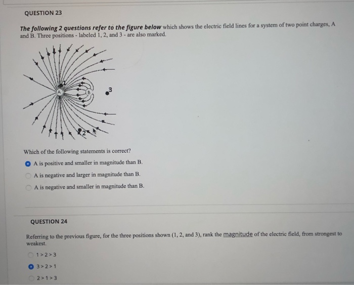 Solved QUESTION 21 The electric field lines (solid) and the | Chegg.com