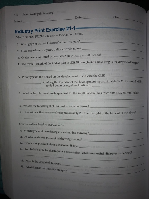 Solved 414 Print Reading For Industry Date Class Name Chegg Solved 414 Print Reading For Industry Date Class Name Chegg