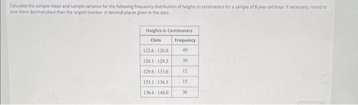 Solved Calculate the sample mean and sample variance for the | Chegg.com