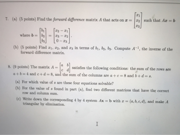 Solved 7. (a) (5 points) Find the forward difference matrix | Chegg.com