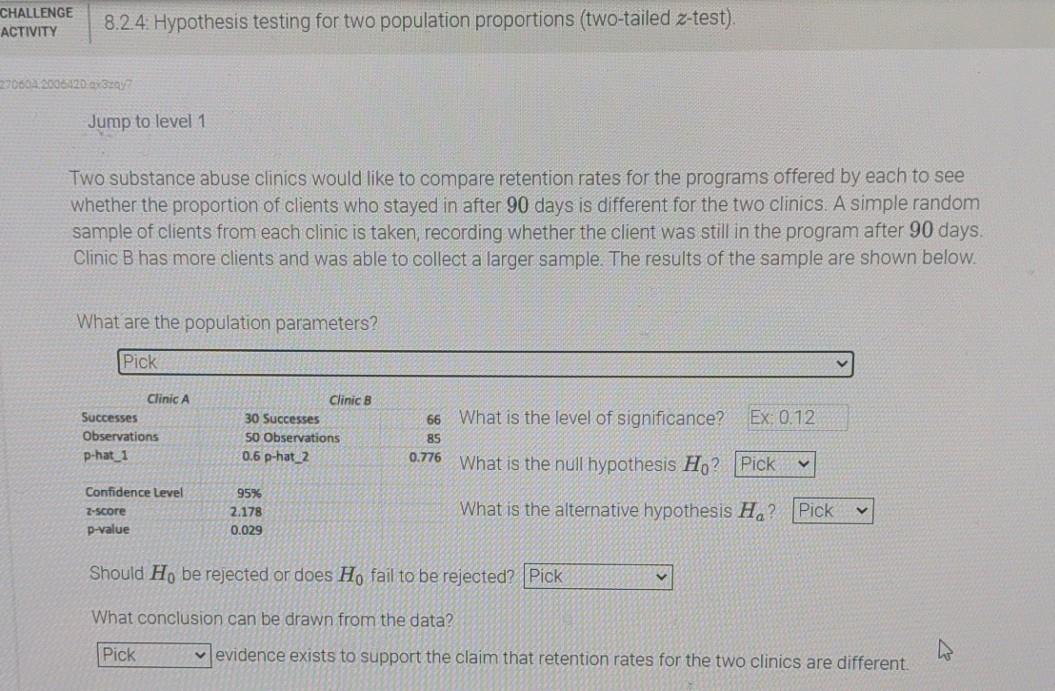 Solved CHALLENGE ACTIVITY 8.2.4: Hypothesis testing for two | Chegg.com