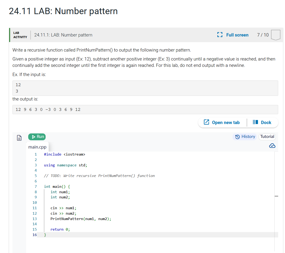 Solved Write a recursive function called PrintNumPattern() | Chegg.com