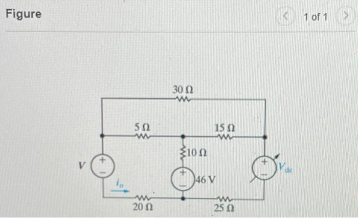 Solved The variable de voltage source in the circuit is | Chegg.com