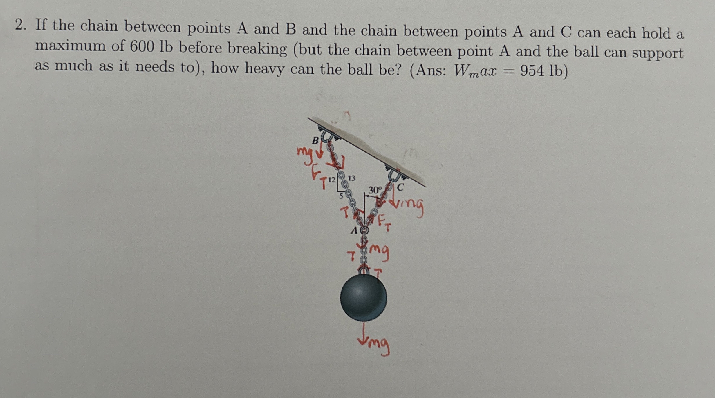 Solved If the chain between points A and B ﻿and the chain | Chegg.com