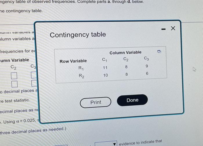 Solved Consider The Following Contingency Table Of Observed | Chegg.com