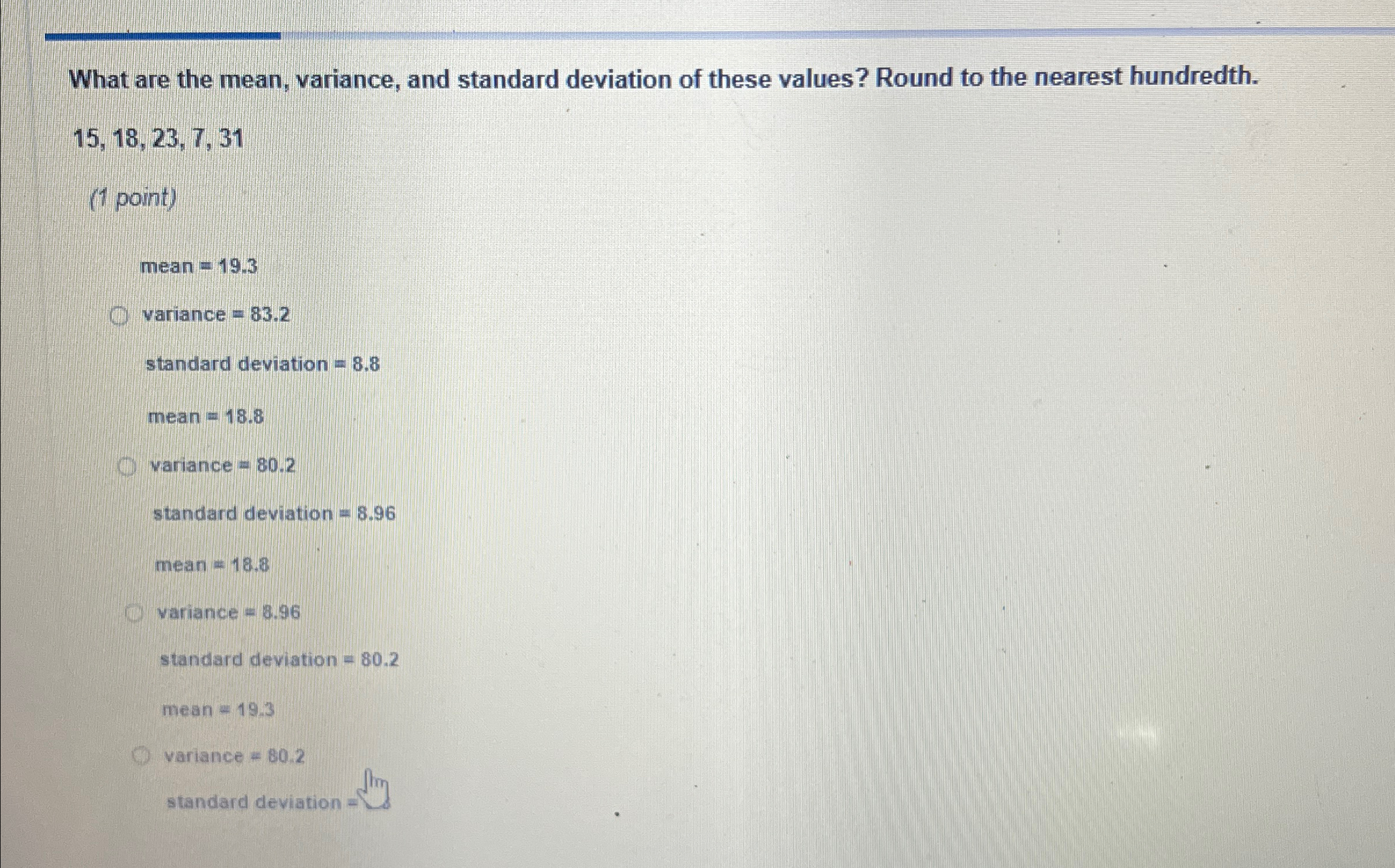 Solved What are the mean, variance, and standard deviation | Chegg.com