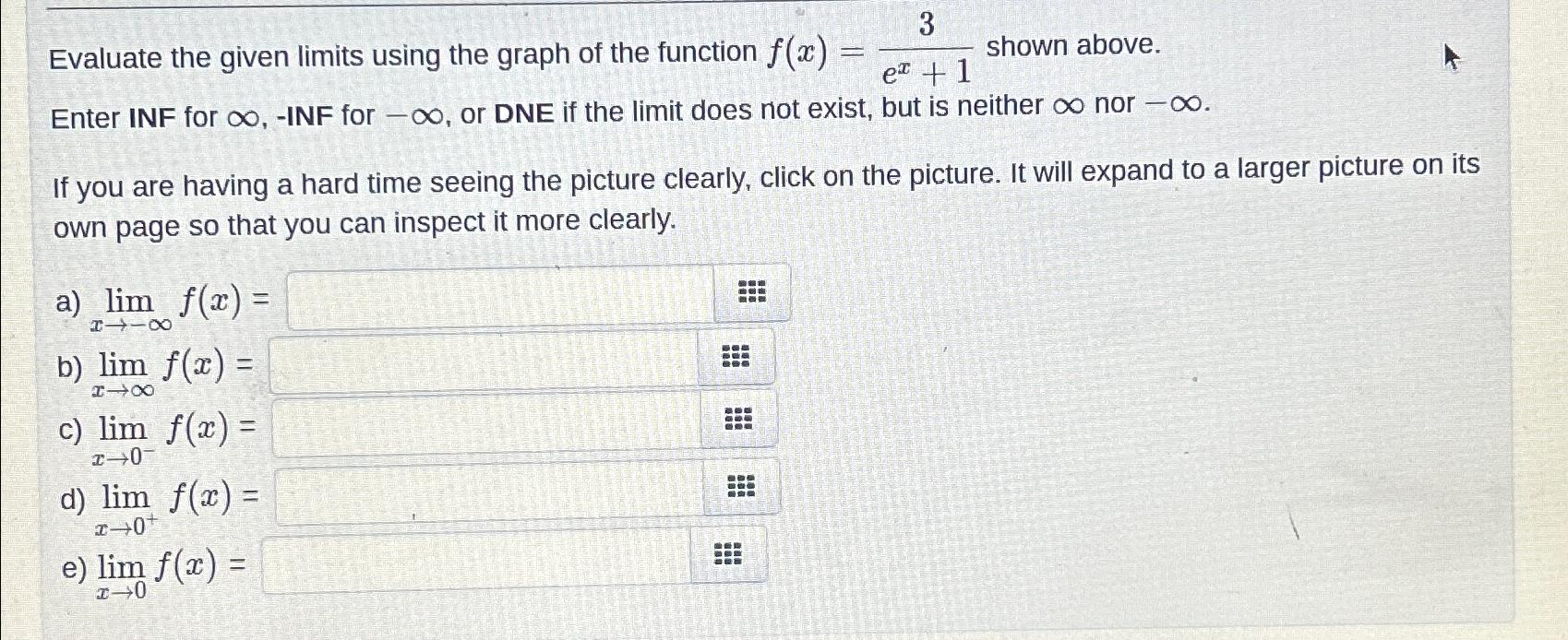 Solved Evaluate the given limits using the graph of the | Chegg.com