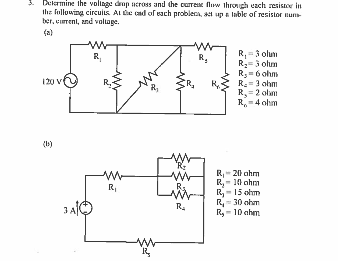 Solved 3. ﻿Determine the voltage drop across and the current | Chegg.com