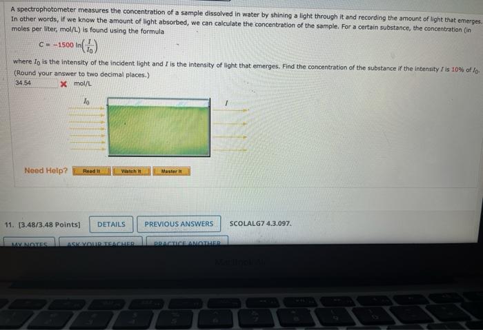 solved-a-spectrophotometer-measures-the-concentration-of-a-chegg