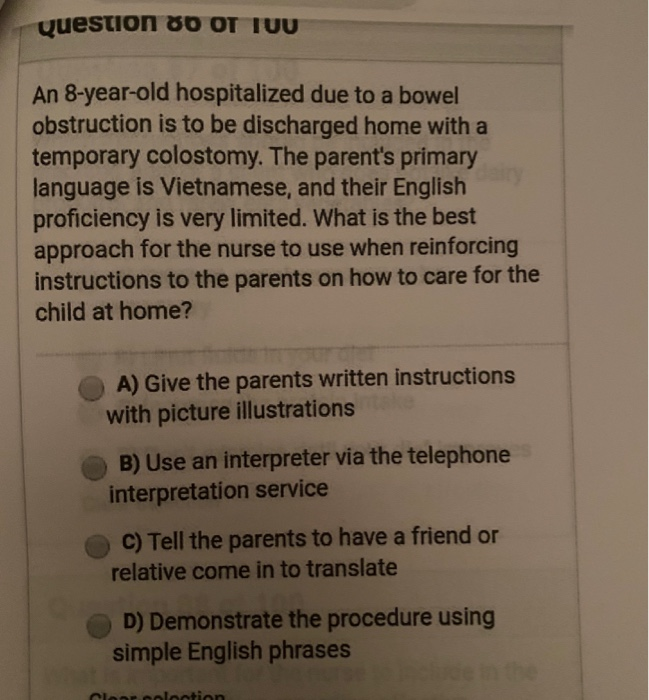 Solved Question 81 of 100 The nurse is caring for a client | Chegg.com