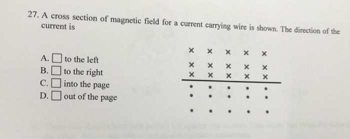 Solved 27. A cross section of magnetic field for a current | Chegg.com