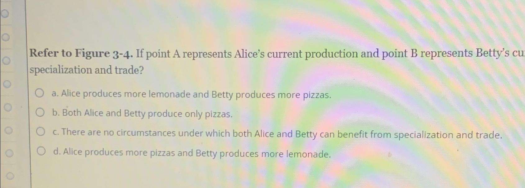 Solved Refer to Figure 3-4. ﻿If point A represents Alice's | Chegg.com