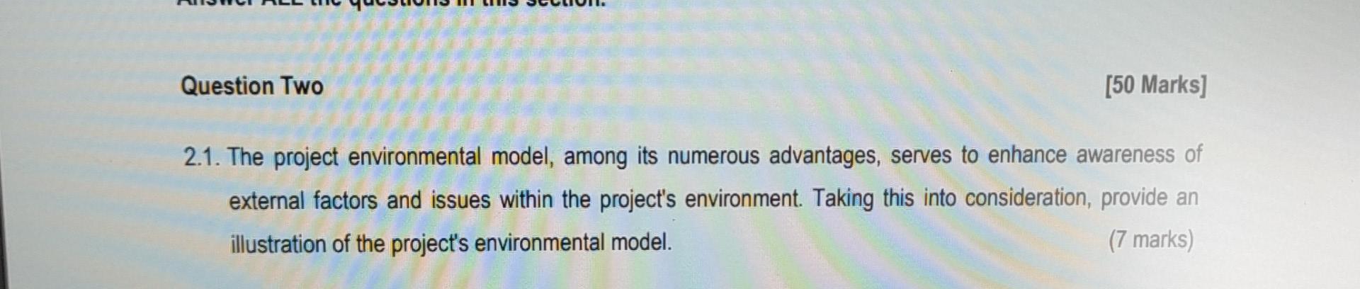 Project Invironmental Model 2.1. The project environmental model, among its | Chegg.com