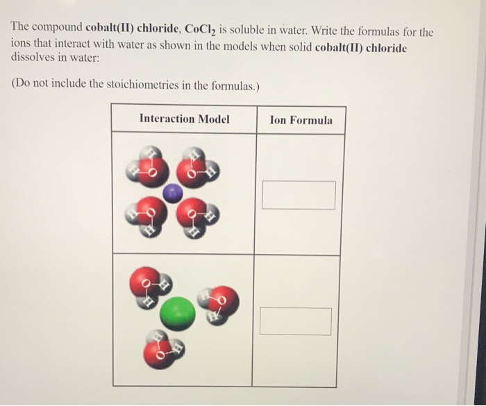 Solved The compound cobalt(II) chloride, CoCl2 is soluble in