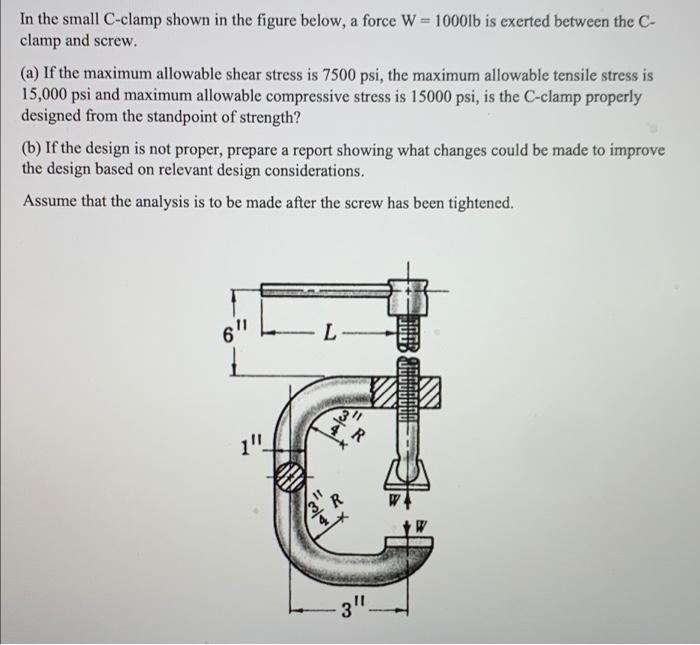 Solved In the small Cclamp shown in the figure below, a