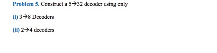 Solved Problem 5 Construct A 5 32 Decoder Using Only I Chegg Solved Problem 5 Construct A 5 32 Decoder Using Only I Chegg