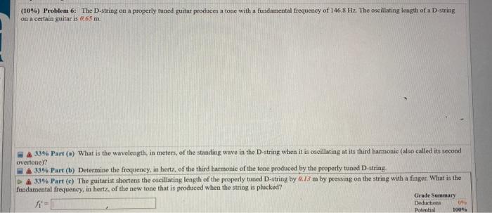Solved (10\%6) Problem 6: The D-string On A Properly Tuned 