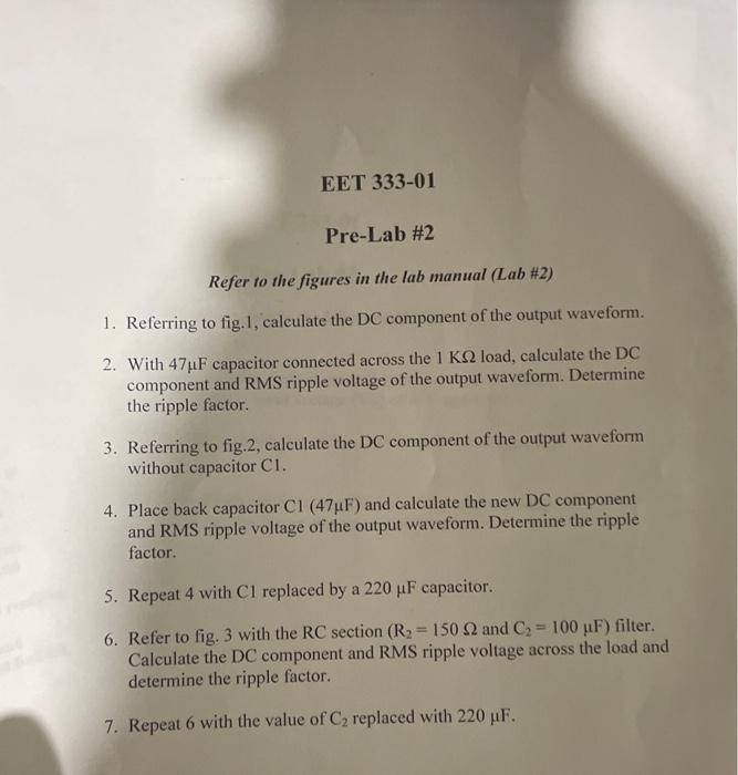 [Solved] 1. Referring to fig.1, calculate the DC component