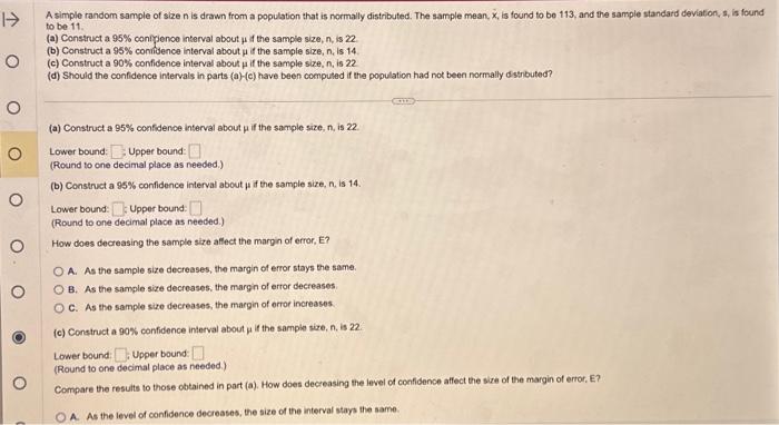 Solved A simple random sample of size n is drawn from a | Chegg.com