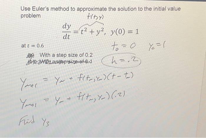 Solved Use Euler's Method To Approximate The Solution To The | Chegg.com