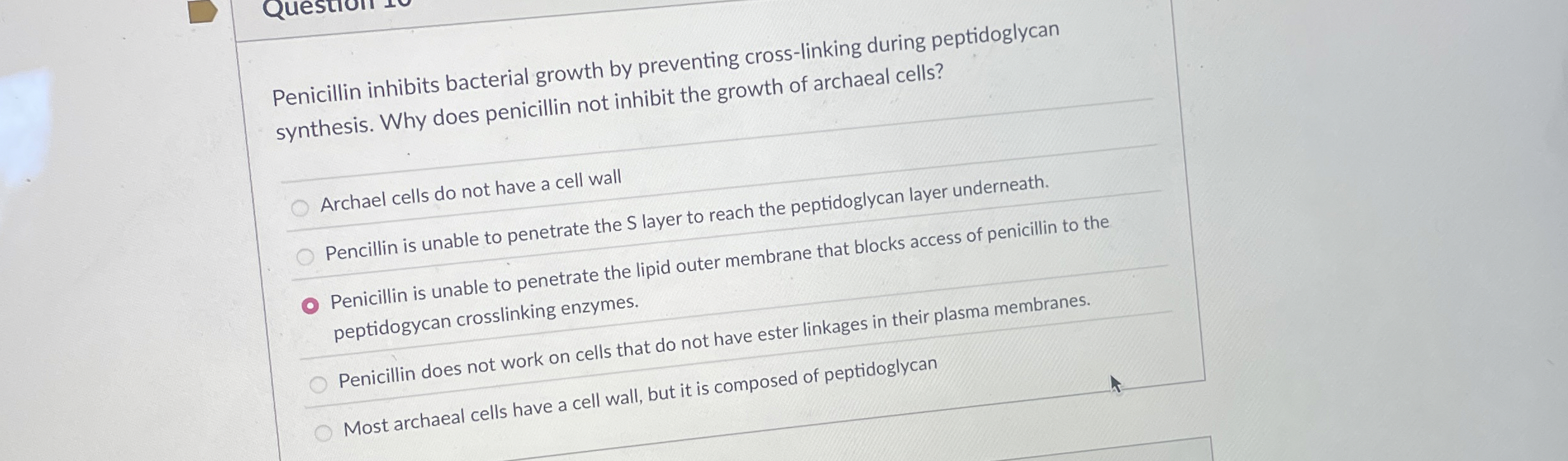 Solved Penicillin inhibits bacterial growth by preventing