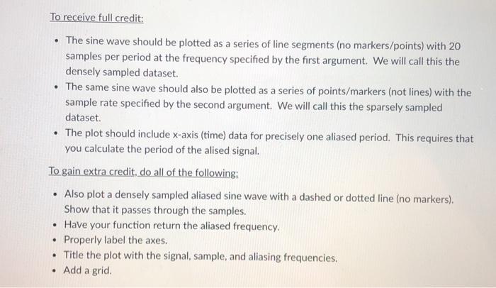 Solved Python Arrays, Plotting, and Aliasing Purpose: The | Chegg.com