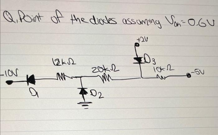 Solved Q. Point of the diodes assuming Von=0.6 V | Chegg.com