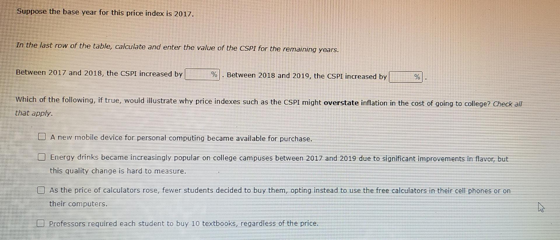 Solved 1 calculating inflation using a simple price index chegg
