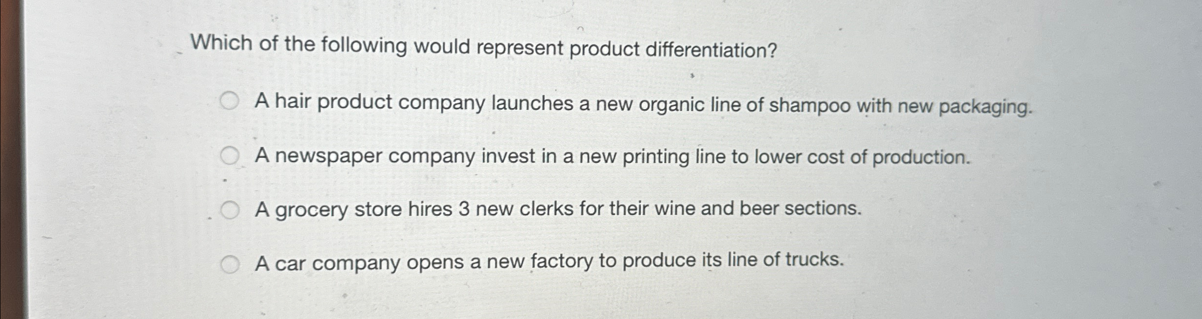 Solved Which of the following would represent product | Chegg.com