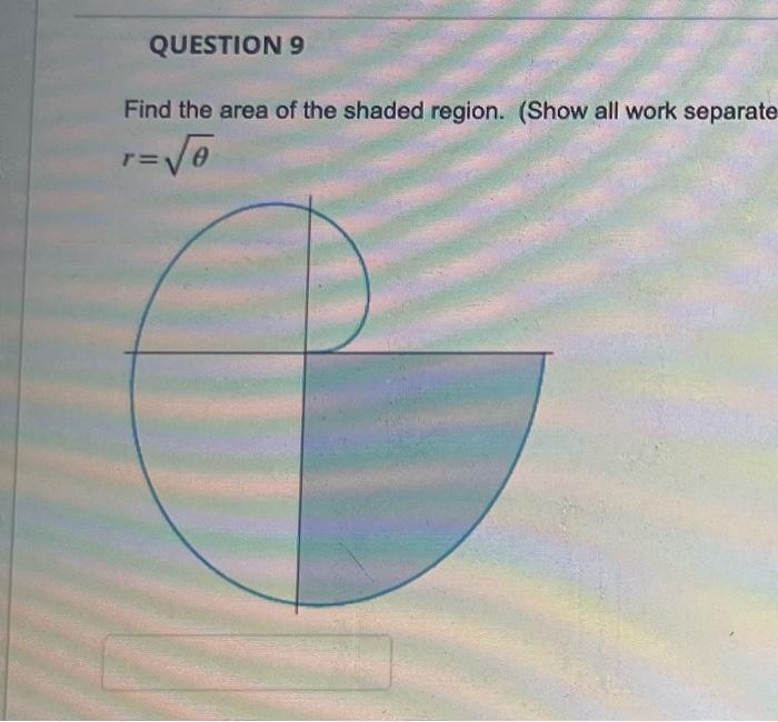 Solved QUESTION 9 Find The Area Of The Shaded Region. (Show | Chegg.com