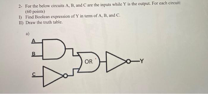 Solved 2- For The Below Circuits A, B, And C Are The Inputs | Chegg.com