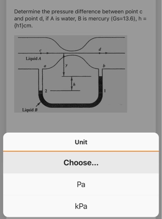 Solved Determine the pressure difference between point and | Chegg.com