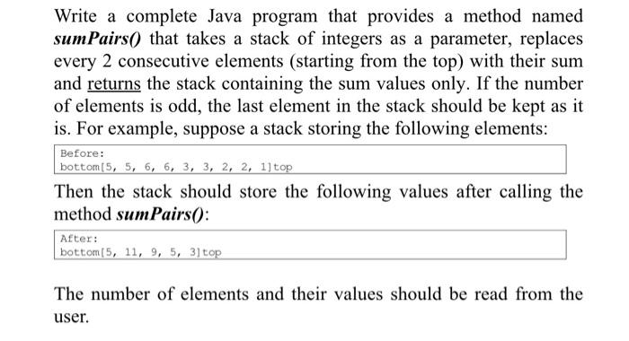 Solved Write a complete Java program that provides a method | Chegg.com