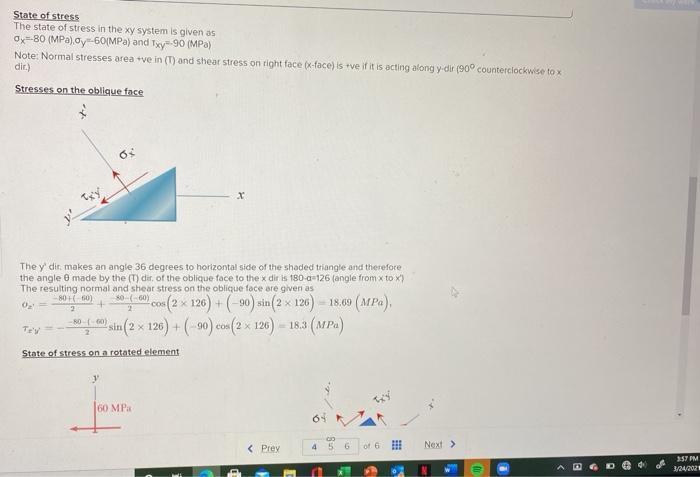 Solved Required information For the state of stress shown in | Chegg.com