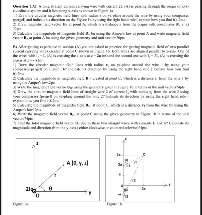Solved Question 1.A) A long straight current carrying wire | Chegg.com