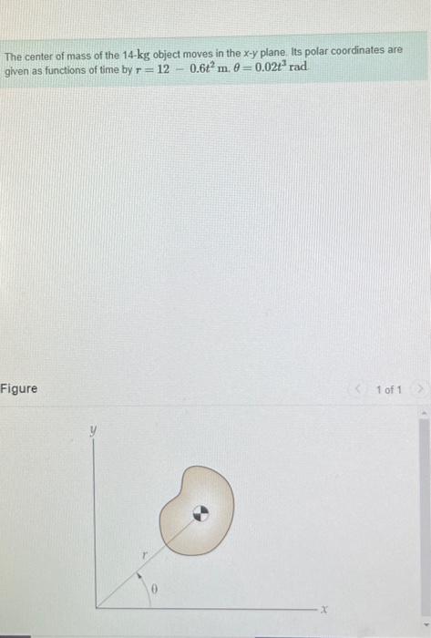 Solved The center of mass of the 14−kg object moves in the | Chegg.com