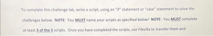Solved To complete this challenge lab, write a script, using | Chegg.com