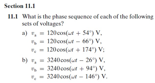 Solved Section 11.1 11.1 ﻿What is the phase sequence of each | Chegg.com