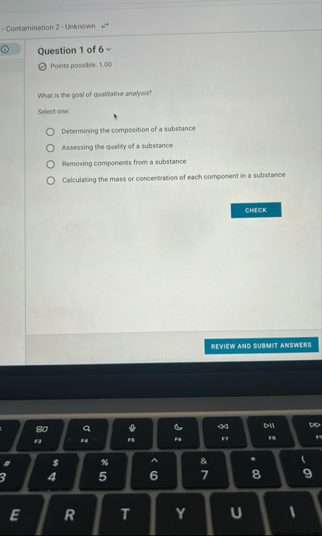 Solved -Contamination 2 - ﻿UnknownQuestion 1 ﻿of 6Points | Chegg.com