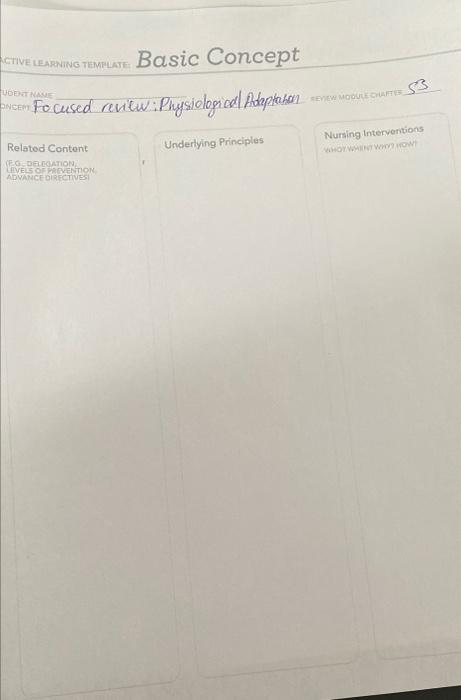 Solved CTIVE LEARNING TEMPLATE Basic Concept Excem Focused | Chegg.com