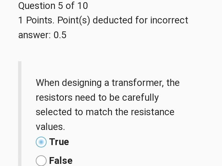 Solved Question 5 of 10 1 Points. Point(s) deducted for