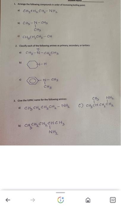 Solved к 1. Arrange the following compounds in order of | Chegg.com