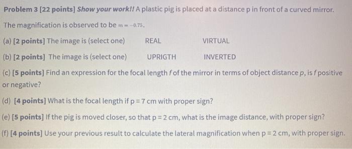 Solved Problem 3 [22 points] Show your work!! A plastic pig | Chegg.com