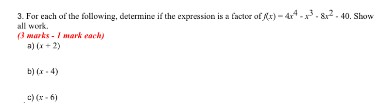 Solved For each of the following, determine if the | Chegg.com