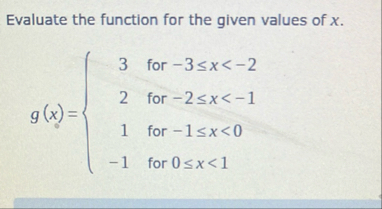 Solved Evaluate the function for the given values of | Chegg.com
