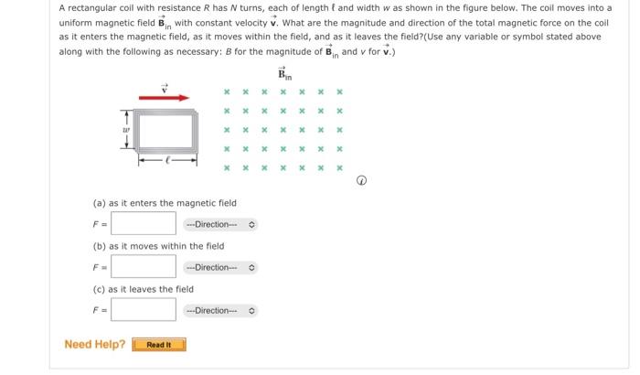 Solved A Rectangular Coil With Resistance R Has N Turns, | Chegg.com