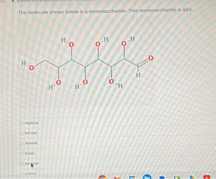 Solved The molecule shown below is a monosaccharide. This | Chegg.com