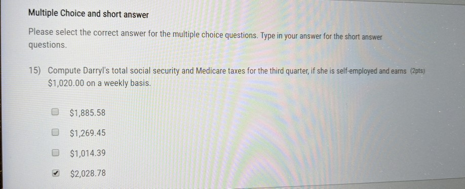 Solved Multiple Choice and short answer Please select the | Chegg.com