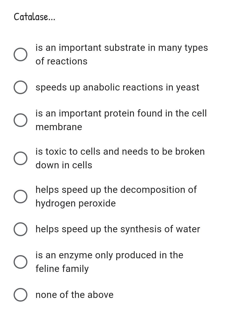 Solved Enzymes work as catalysts by doing which of the | Chegg.com
