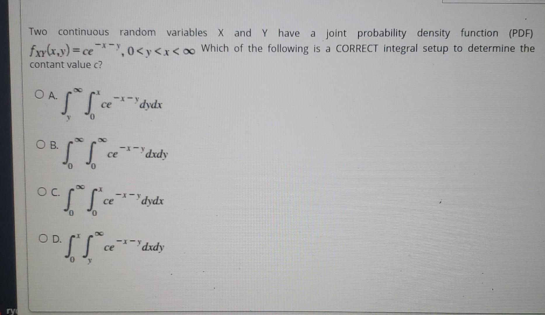 Solved Two continuous random variables X and Y have a joint | Chegg.com